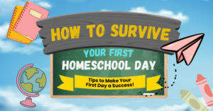 Parent guiding children through the first homeschool day while establishing a flexible learning routine at home.